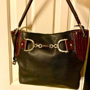 Vintage Brighton Black and Brown Leather Handbag